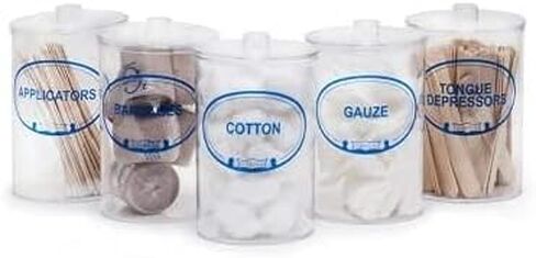 Grafco Unlabeled Clear Plastic Sundry Jars with Covers, Medical Supplies Set of 5 - 3453 in Saudi Arabia