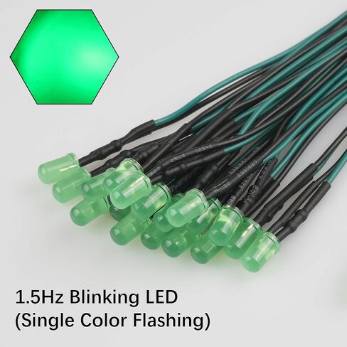 50pcs 12 Volt 5mm Yellow Blinking LED Lights Emitting Diodes (1.5Hz Single Color Flashing) Pre Wired 7.9 Inch DC 12v LED Light Diffused Colored Lens Small LED Lamps in Kuwait