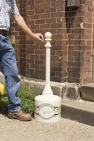 Eagle 1205 Galvanized Steel Poly Tube Cigarette Butt Receptacle, 5 Gallon Capacity, 40" Height, 12" Diameter, Yellow in Saudi Arabia