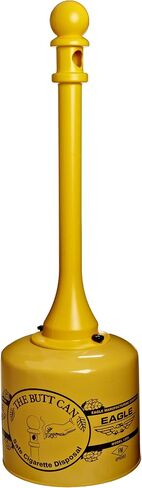 Eagle 1205 Galvanized Steel Poly Tube Cigarette Butt Receptacle, 5 Gallon Capacity, 40" Height, 12" Diameter, Yellow in Saudi Arabia