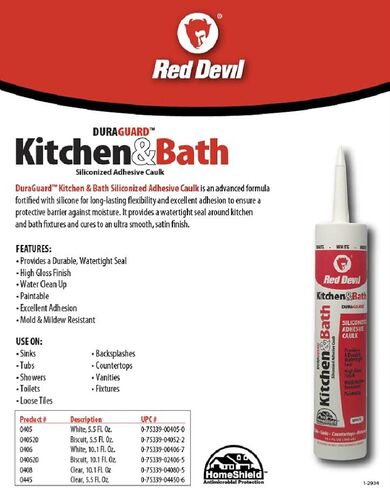 Red Devil 0405 Duraguard Kitchen & Bath مادة عازلة من الأكريليك السيليكوني، 5.5 أونصة، أبيض in Saudi Arabia