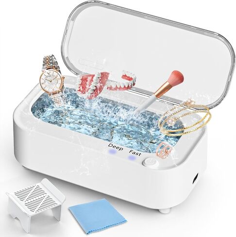 Ultrasonic Jewelry Cleaner: Highly Effective Dental and Glasses Cleaner, Deep-Clean Rings, Necklaces, Eyeglasses Jewelry Cleaner Ultrasonic Machine, 12 Oz Capacity with Stainless Steel Jewelry Cleaner in Saudi Arabia