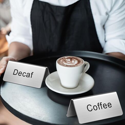 5 Pcs Stainless Steel Table Tent Sign Coffee and Tea Sign Beverage Table Display Tent Signs for Party Buffet Restaurant Banquet Wedding Indoor Outdoor, 2.99 x 1.5'' in Kuwait