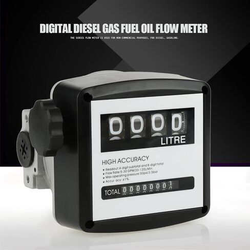 عداد ميكانيكي، 4 عدادات تدفق الوقود الرقمية 1 بوصة عالية الدقة مقياس تدفق زيت الغاز مع شاشة LCD رقمية لقياس الكيروسين والبنزين in Kuwait
