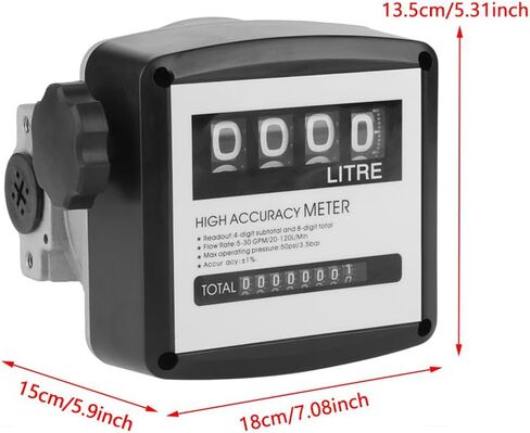 عداد ميكانيكي، 4 عدادات تدفق الوقود الرقمية 1 بوصة عالية الدقة مقياس تدفق زيت الغاز مع شاشة LCD رقمية لقياس الكيروسين والبنزين in Kuwait