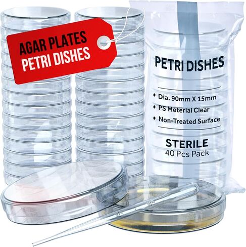 Upgraded Pack of 20 Sterile Petri Dishes with Lids (90 x 15 mm), 2ml Plastic Pipettes for Lab Analysis, School Projects, Blood Samples, Plant & Seed Cultivation Petri Dish (20) in Saudi Arabia