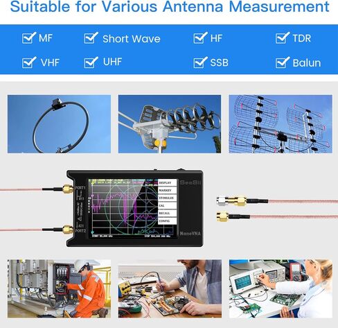 محلل شبكة ناقل NanoVNA-H4 مطور، SeeSii أحدث V4.3/4.2 10 كيلو هرتز - 1.5 جيجا هرتز HF VHF UHF 4 بوصات محلل هوائي شاشة تعمل باللمس يقيس معلمات S، نسبة الموجة الدائمة للجهد، المرحلة، التأخير، مخطط سميث in Kuwait