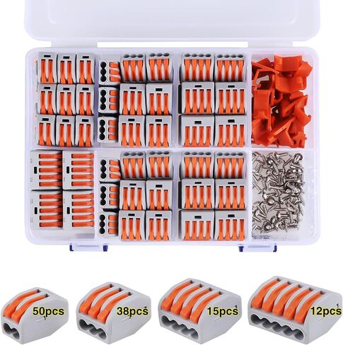 115 PCS Lever Wire Connectors Nuts Kit with Bases&Screws 28-12 AWG, Electrical Connectors 2/3/4/5 Conductor Combination, Compact Splicing Wire Connectors, Quick Disconnect Wire Splice Connectors in Saudi Arabia