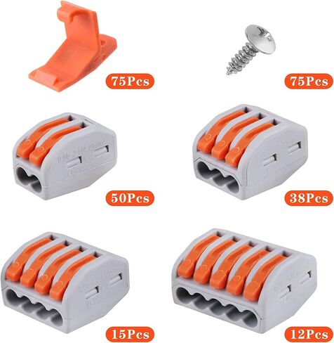 115 PCS Lever Wire Connectors Nuts Kit with Bases&Screws 28-12 AWG, Electrical Connectors 2/3/4/5 Conductor Combination, Compact Splicing Wire Connectors, Quick Disconnect Wire Splice Connectors in Saudi Arabia