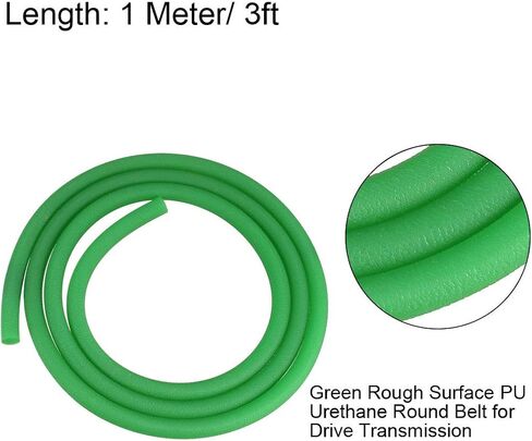 uxcell 16ft 5mm PU Transmission Round Belt High-Performance Urethane Belting Green for Conveyor Bonding Machine Dryer in Kuwait