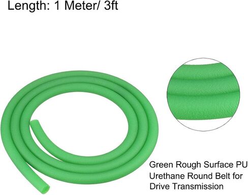 uxcell 16ft 5mm PU Transmission Round Belt High-Performance Urethane Belting Green for Conveyor Bonding Machine Dryer in Kuwait