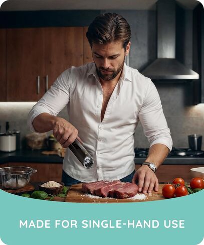 Gravity Electric Salt and Pepper Grinder, Battery Operated, Adjustable Coarseness, One Hand Operation, Electric Pepper Grinder LED Light & Cleaning Brush by July Home in Kuwait