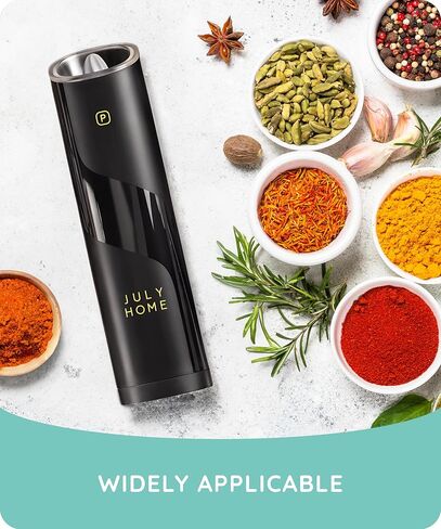 Gravity Electric Salt and Pepper Grinder, Battery Operated, Adjustable Coarseness, One Hand Operation, Electric Pepper Grinder LED Light & Cleaning Brush by July Home in Kuwait