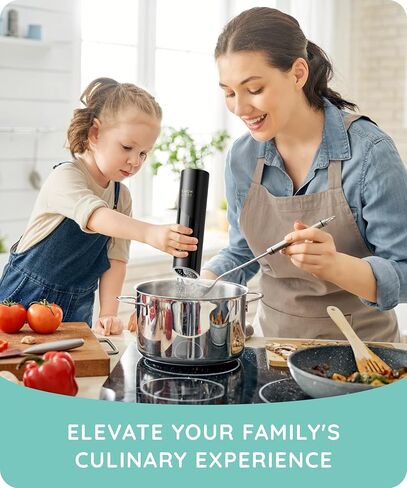 Gravity Electric Salt and Pepper Grinder, Battery Operated, Adjustable Coarseness, One Hand Operation, Electric Pepper Grinder LED Light & Cleaning Brush by July Home in Kuwait