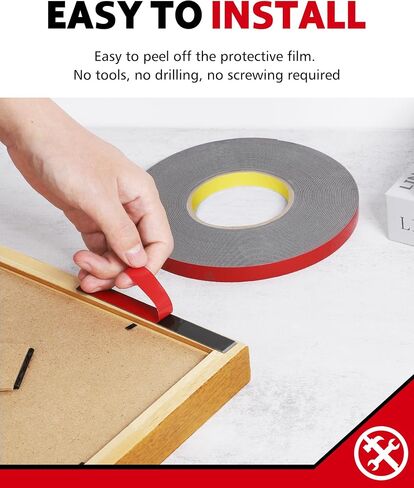HitLights Double Sided Tape Heavy Duty, Waterproof Adhesive Mounting Tape, Strong Double Stick Foam Tape for Walls Poster Automotive Outdoor Home, 1/2 in x 600 in in Saudi Arabia