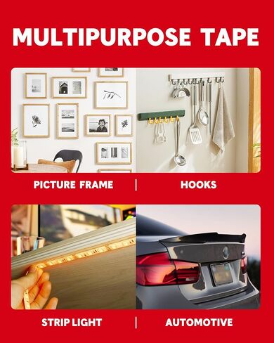 HitLights Double Sided Tape Heavy Duty, Waterproof Adhesive Mounting Tape, Strong Double Stick Foam Tape for Walls Poster Automotive Outdoor Home, 1/2 in x 600 in in Saudi Arabia