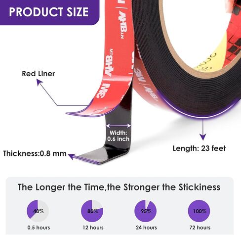 EMITEVER Double Sided Tape, Heavy Duty Foam Tape, 15Ft x 0.6In Two Sided Mounting Tape, 2 Sided Tape for Automotive, Home, Office Decor in Saudi Arabia