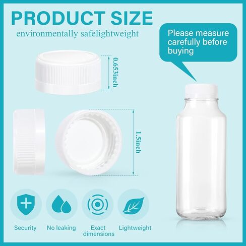50 Pcs Plastic Bottle Caps 38 mm for Empty Juice Bottles, Tamper Seal Lids Container Lids Bottle Caps for Crafts DIY, 4, 8,12, 16, and 32 oz Container (Black) in Saudi Arabia