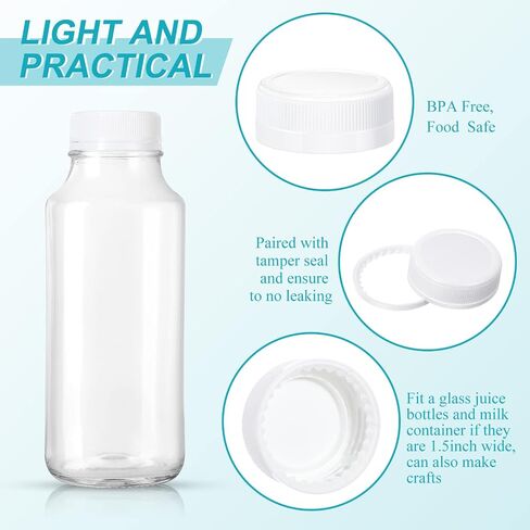 50 Pcs Plastic Bottle Caps 38 mm for Empty Juice Bottles, Tamper Seal Lids Container Lids Bottle Caps for Crafts DIY, 4, 8,12, 16, and 32 oz Container (Black) in Saudi Arabia