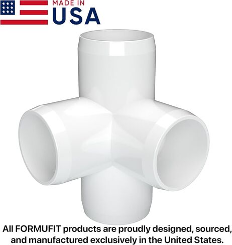 FORMUFIT 1-1/2 بوصة 4 اتجاهات من مادة PVC الملائمة للأثاث باللون الأبيض، صنع في الولايات المتحدة الأمريكية، مقاوم للأشعة فوق البنفسجية، مقاوم للصدمات، قطر المقبس الفعلي 1.900 بوصة، (4 عبوات) - F1124WT-WH-4 in Saudi Arabia