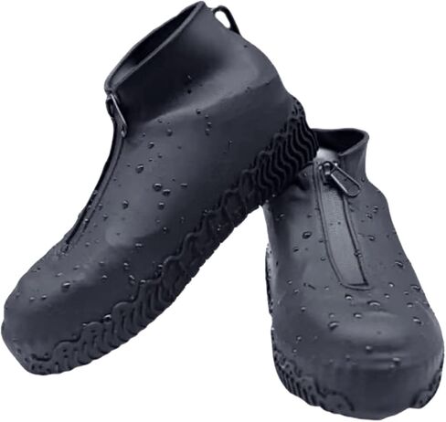Shoe Covers, Thickened Soles Waterproof Silicone Shoe cover, Reusable Overshoes with Zipper, apply to Rainy and Snowy Outdoors Garden etc, Rain Boots for Men Women Kid in Saudi Arabia