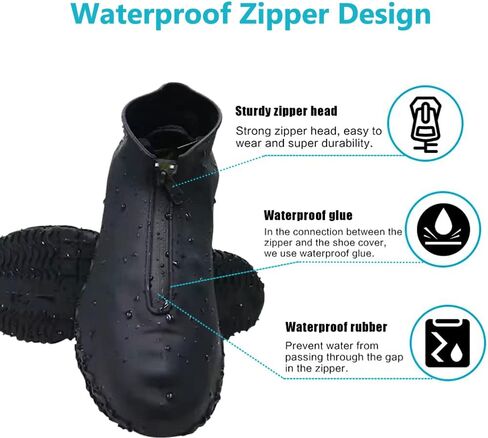 Shoe Covers, Thickened Soles Waterproof Silicone Shoe cover, Reusable Overshoes with Zipper, apply to Rainy and Snowy Outdoors Garden etc, Rain Boots for Men Women Kid in Saudi Arabia