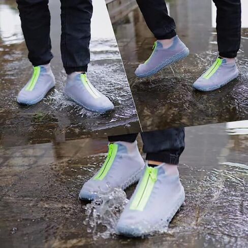 Shoe Covers, Thickened Soles Waterproof Silicone Shoe cover, Reusable Overshoes with Zipper, apply to Rainy and Snowy Outdoors Garden etc, Rain Boots for Men Women Kid in Saudi Arabia