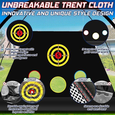 Golf Net, Golf Practice Net and Mat for Backyard Driving, 10x7ft Golf Hitting Net with Golf Alignment Sticks, Quick Setup Indoor/Outdoor Chipping Net/Swing Golf Nets, Golf Accessories for Men in Kuwait