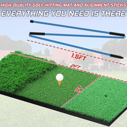 Golf Net, Golf Practice Net and Mat for Backyard Driving, 10x7ft Golf Hitting Net with Golf Alignment Sticks, Quick Setup Indoor/Outdoor Chipping Net/Swing Golf Nets, Golf Accessories for Men in Kuwait