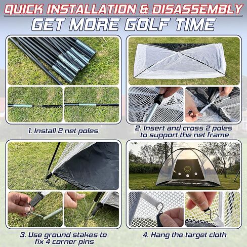 Golf Net, Golf Practice Net and Mat for Backyard Driving, 10x7ft Golf Hitting Net with Golf Alignment Sticks, Quick Setup Indoor/Outdoor Chipping Net/Swing Golf Nets, Golf Accessories for Men in Kuwait