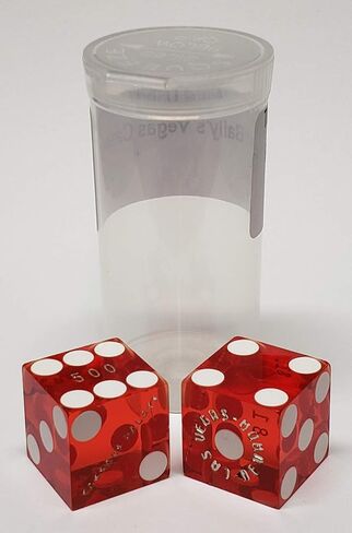 19mm Craps Dice Pair Matching Serial Numbers - Authentic Las Vegas Casino Table-Played Dice (Caesar's Palace (Red Polished)) in Saudi Arabia
