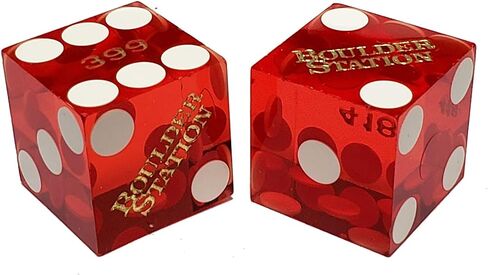 19mm Craps Dice Pair Matching Serial Numbers - Authentic Las Vegas Casino Table-Played Dice (Caesar's Palace (Red Polished)) in Saudi Arabia