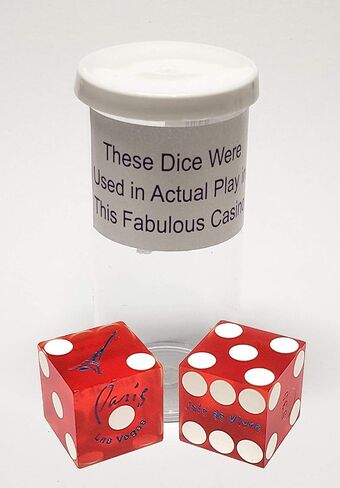 19mm Craps Dice Pair Matching Serial Numbers - Authentic Las Vegas Casino Table-Played Dice (Caesar's Palace (Red Polished)) in Saudi Arabia