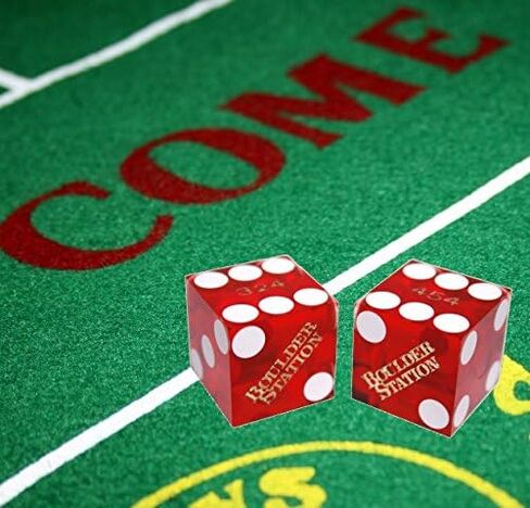 19mm Craps Dice Pair Matching Serial Numbers - Authentic Las Vegas Casino Table-Played Dice (Caesar's Palace (Red Polished)) in Saudi Arabia