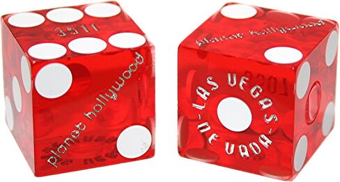 19mm Craps Dice Pair Matching Serial Numbers - Authentic Las Vegas Casino Table-Played Dice (Caesar's Palace (Red Polished)) in Saudi Arabia