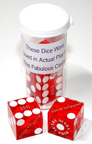 19mm Craps Dice Pair Matching Serial Numbers - Authentic Las Vegas Casino Table-Played Dice (Caesar's Palace (Red Polished)) in Saudi Arabia
