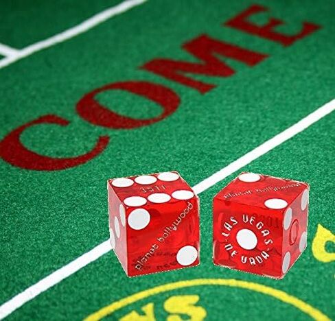 19mm Craps Dice Pair Matching Serial Numbers - Authentic Las Vegas Casino Table-Played Dice (Caesar's Palace (Red Polished)) in Saudi Arabia