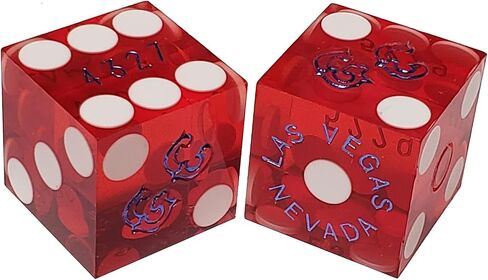19mm Craps Dice Pair Matching Serial Numbers - Authentic Las Vegas Casino Table-Played Dice (Caesar's Palace (Red Polished)) in Saudi Arabia