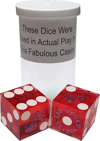 19mm Craps Dice Pair Matching Serial Numbers - Authentic Las Vegas Casino Table-Played Dice (Caesar's Palace (Red Polished)) in Saudi Arabia