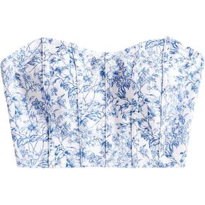 SHENHE Women's Casual Ditsy Floral Print Sleeveless Strapless Bandeau Tube Crop Top in Kuwait