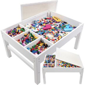 طاولة تشغيل البناء من الطوب W 4 مقصورات تخزين و 1000 طوب قوس قزح - بناء ومكدس قطع كتلة على شبكة اللوحات الطاولة المتوافقة مع LEGO - لعبة ممتعة للأطفال ، 3+ هدية in Kuwait