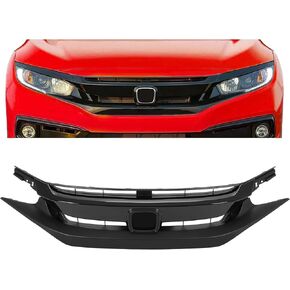KUAFU Front Bumper Upper Grille Grill Compatible with 2019-2021 Honda Civic Painted Glossy Black in Kuwait