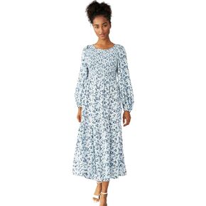 ellos Plus Size Smocked Bodice Tiered Midi Dress in Saudi Arabia