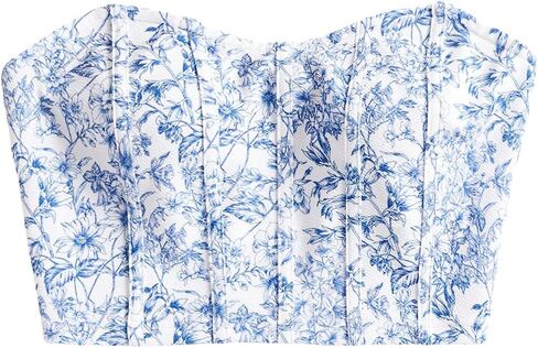 Shenhe Women's Ditsy Ditsy Ploral Printlesslesslessless Bandeau Tube Tube Top محصول in Kuwait