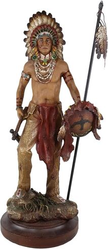 Ebros Gift Battle Battle Path War Path American American Indian Warrior Tribal Head With Battle Cyper Comming Fox and Shield تمثال كديكور المنزل النحت التراث الثقافي تمثال للتراث الثقافي in Saudi Arabia