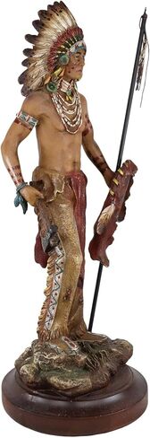 Ebros Gift Battle Battle Path War Path American American Indian Warrior Tribal Head With Battle Cyper Comming Fox and Shield تمثال كديكور المنزل النحت التراث الثقافي تمثال للتراث الثقافي in Saudi Arabia