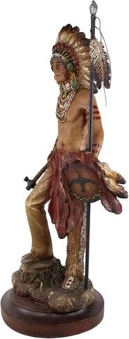 Ebros Gift Battle Battle Path War Path American American Indian Warrior Tribal Head With Battle Cyper Comming Fox and Shield تمثال كديكور المنزل النحت التراث الثقافي تمثال للتراث الثقافي in Saudi Arabia