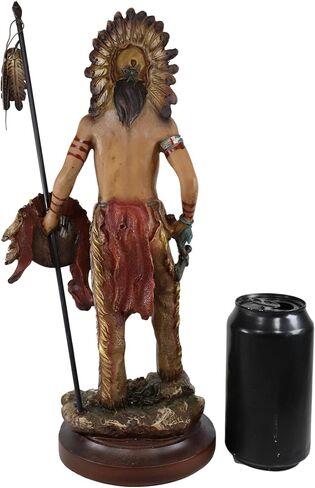 Ebros Gift Battle Battle Path War Path American American Indian Warrior Tribal Head With Battle Cyper Comming Fox and Shield تمثال كديكور المنزل النحت التراث الثقافي تمثال للتراث الثقافي in Saudi Arabia