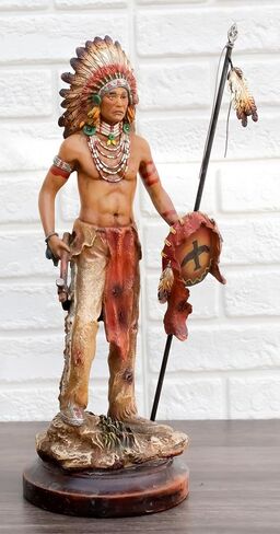 Ebros Gift Battle Battle Path War Path American American Indian Warrior Tribal Head With Battle Cyper Comming Fox and Shield تمثال كديكور المنزل النحت التراث الثقافي تمثال للتراث الثقافي in Saudi Arabia