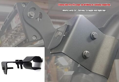Upper Roof 50 Inch Curved Straight Light Bar Windshield Pro-fit Cage Mounting Brackets for Polaris Ranger 500 570 900 1000 Crew EV XP, No Need Drilling in Saudi Arabia